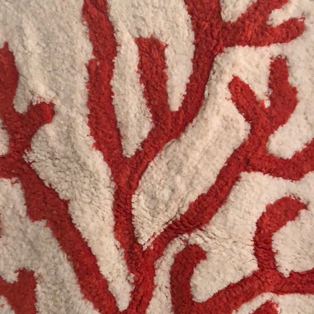 Coral Shower Curtain, Rug & (2) Hand Towels - Picture 2 of 4
